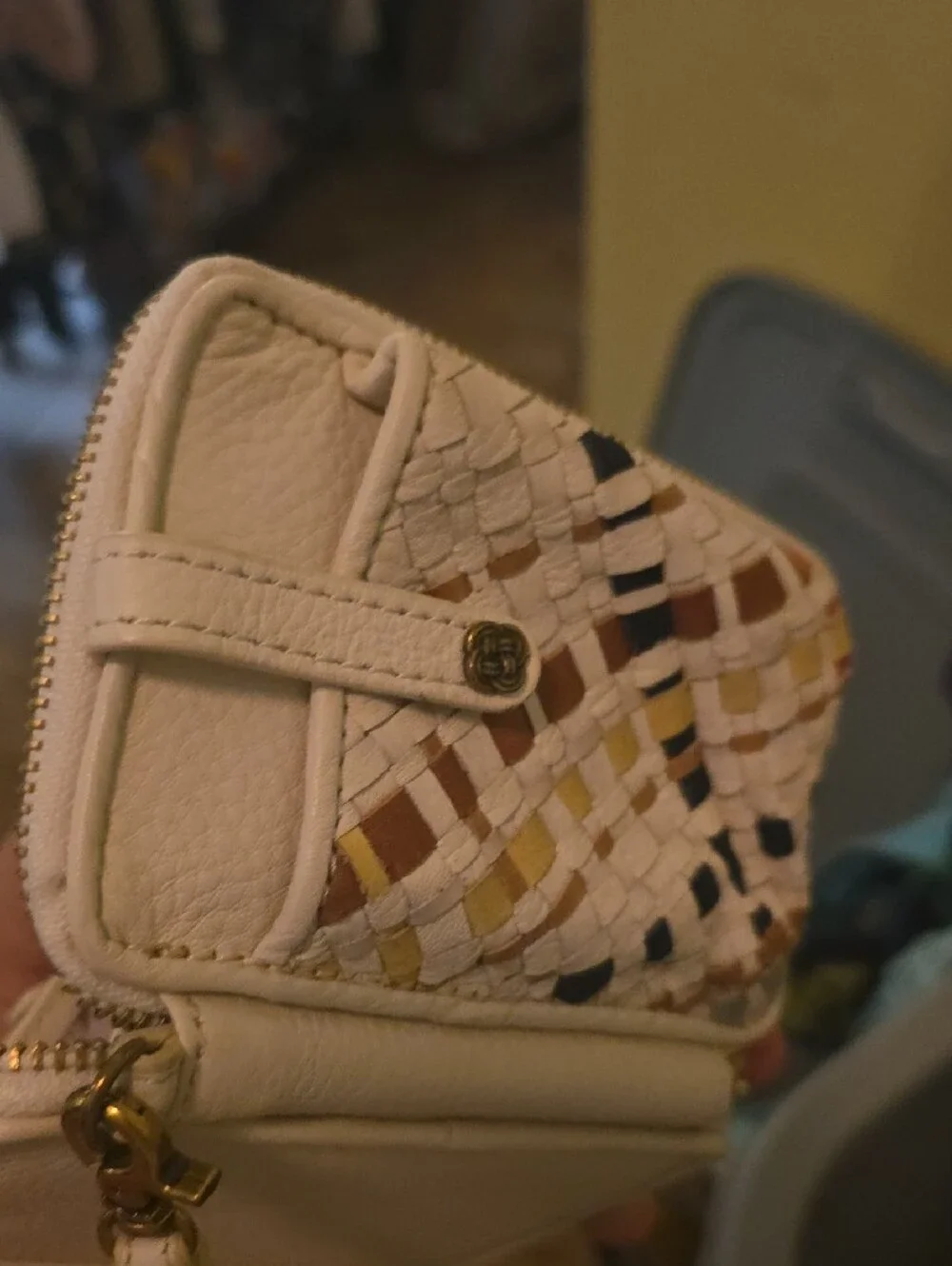 Cream Woven Accent Wristlet Wallet - Women Bags